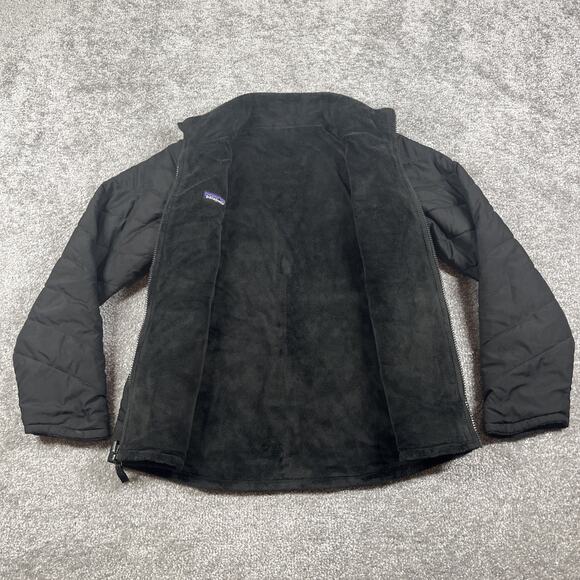 Patagonia Reversible Snow Flower Jacket Girls XXL Fleece Water Repellent Black - Picture 2 of 12